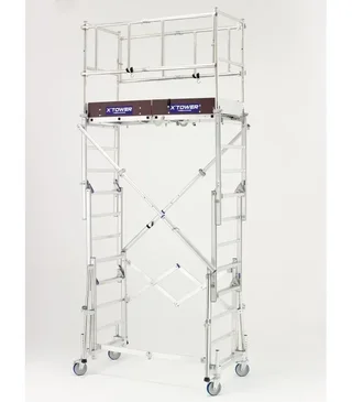 Échafaudage télescopique TUBESCA X'Tower 4m aluminium pliable roulant professionnel