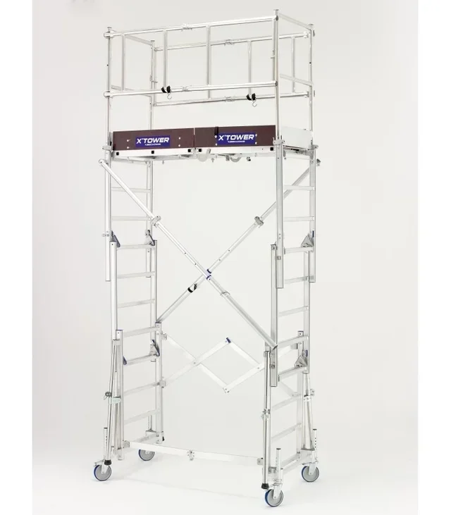 Échafaudage télescopique TUBESCA X'Tower 4m aluminium pliable roulant professionnel