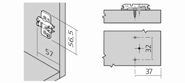 Embase plaque 173H710 LMC nickelée à visser avec réglage excentrique ±2mm