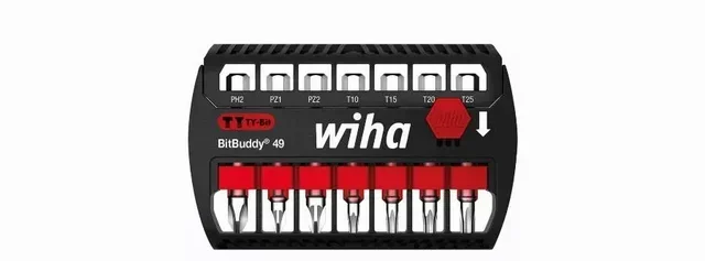 Wiha BitBuddy Screwdriver Bit Set 7 Pieces PH PZ Torx 49mm with Belt Clip