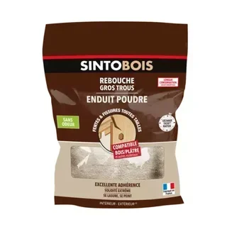 Enduit poudre rebouchage bois plâtre SINTO 234782 gros trous fissures intérieur extérieur