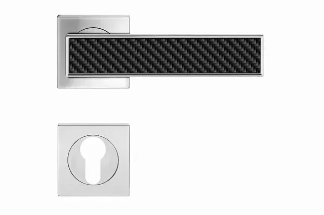 Ensemble béquille rosace Torino R53QY KARCHER DESIGN chromé inlay carbone