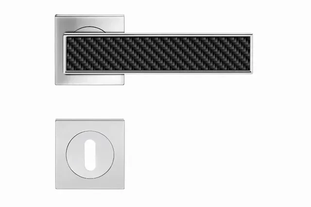 Ensemble béquille rosace Torino R53QY KARCHER DESIGN chromé inlay carbone