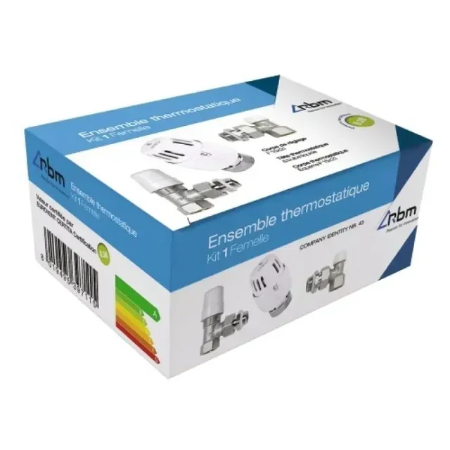 RBM 1115 1/2" Thermostatic Radiator Valve Kit TL10 Angle Body with Adjustable Elbow