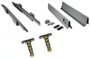 Kit coulisses tiroir Vantage EMUCA 400mm amortisseur 40kg sortie totale synchro