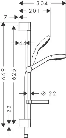 Ensemble douche Hansgrohe Croma Select S Vario barre 65 cm blanc chrome