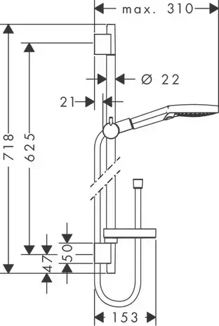 Ensemble douche Hansgrohe Raindance Select S 120 PowderRain barre 65 cm