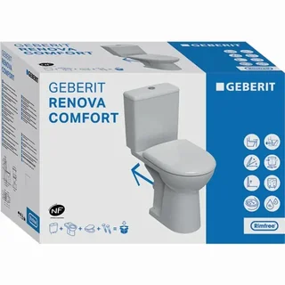 Pack WC a Terra Geberit Renova Comfort - Vaso Rimfree 46cm con Cassetta a Doppio Scarico