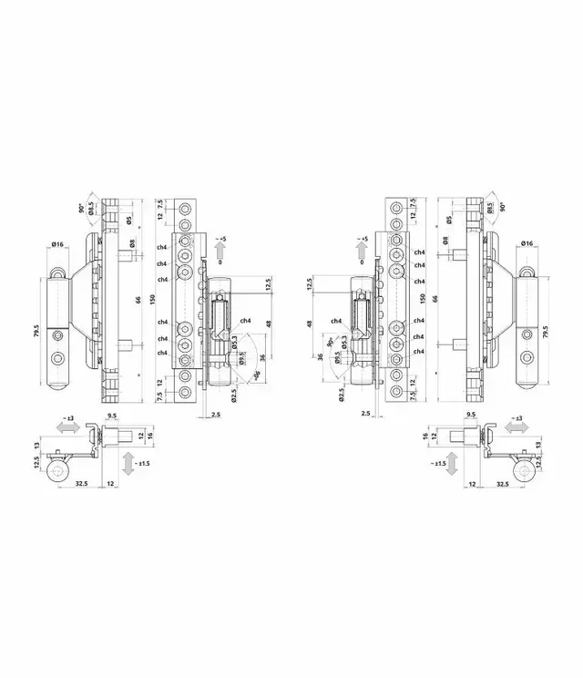 Équerre fixation multidirectionnelle Ø16 PVC Bixacta OTLAV blanc gauche CI483160P303