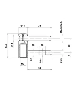 Cerniera per Porta Regolabile OTLAV FicheExacta 495 4 Perni Ø14 mm Acciaio Zincato Bianco per Porta in Legno 80 kg