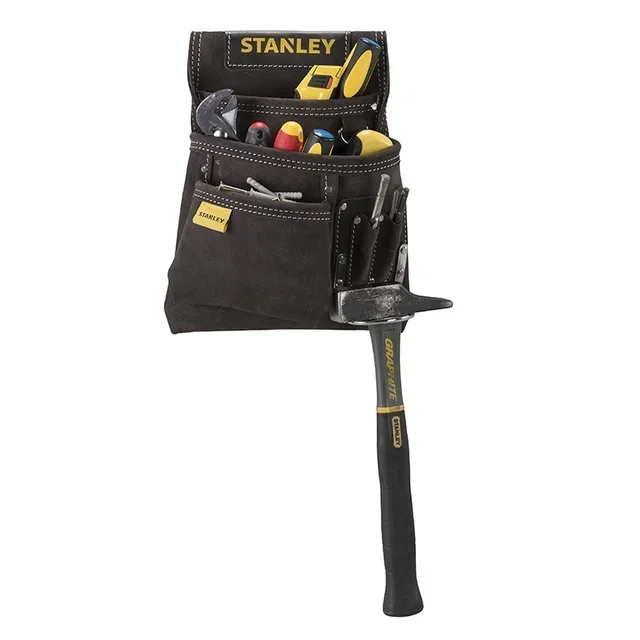 STANLEY STST1-80114 Funda de Herramientas de Cuero con Soporte para Martillo y 3 Compartimentos