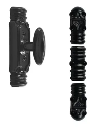 Fausse crémone rustique noire bouton N°6 pour tringle 16x8 mm - CRD168BT6