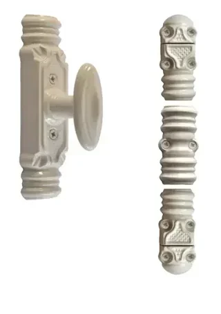 Fausse crémone rustique blanche Rollinger bouton n°6 tringle 16x8 mm