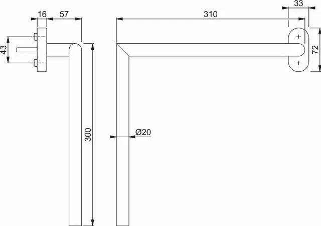 Poignée fenêtre HOPPE Inox PMR droite 300mm Secustik antivol