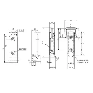 Fermeture à Levier MONIN 7005 Zinguée avec Crochet - Réf. 270330