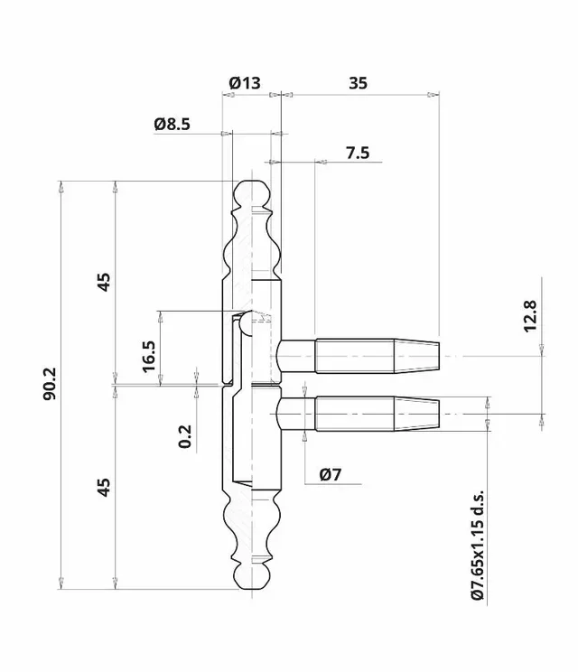 Ferrure rustique 190 Anuba Ø13x90 acier naturel OTLAV pour porte bois 40kg
