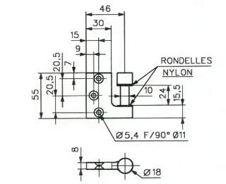 Fiche-applique bois STREMLER 3204 entaillable réversible pour huisserie
