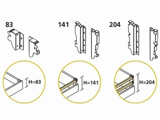 Fixations latérales tiroir Vantage-Q 2 réhausses hauteur 204 mm