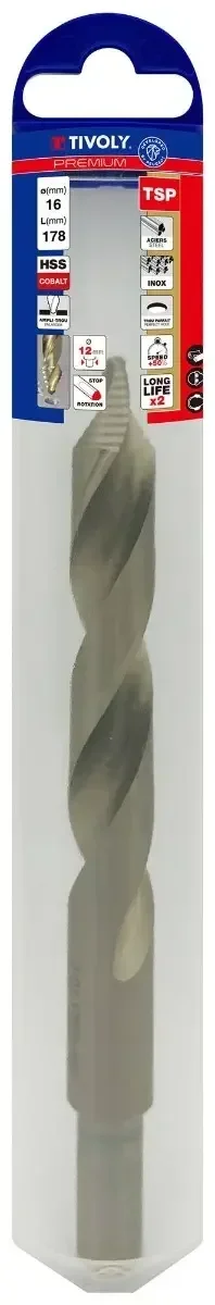 Foret métaux HSS Cobalt 5% queue réduite 3 méplats TIVOLY perçage acier inox