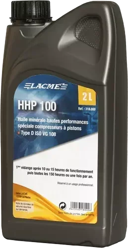 Huile compresseur LACME HHP100 2L - Type D ISO VG 10 - Réf. 318000
