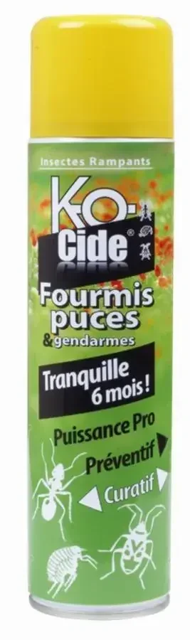 Insecticide Laque KOCIDE 405ml Anti-fourmis et Anti-puces - Action Rapide et Résiduelle