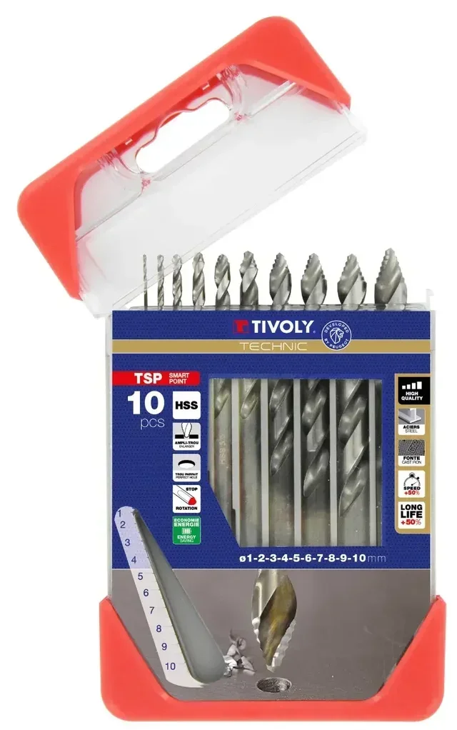 Jeu de 10 forets métaux HSS TSP TIVOLY Ø1-10mm - Perçage précis acier bois plastique