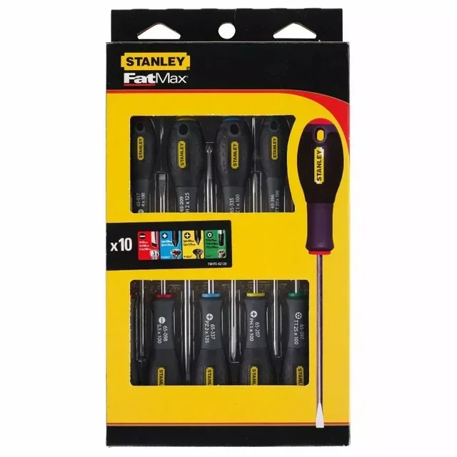 Stanley FATMAX 10-teiliger Schraubendreher-Satz für Elektriker Mechaniker Phillips Pozi Torx