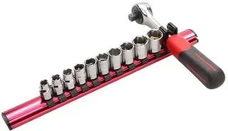 11-Piece 1/4" Drive Socket Set with Ratchet on Magnetic Rack - SAM OUTILLAGE Tools