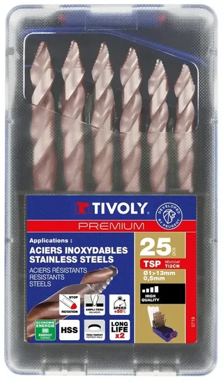 Jeu 25 forets métaux HSS TSP FUSIO TIVOLY Ø1-13mm