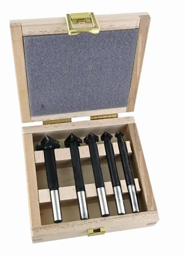 Juego de 5 avellanadores cónicos HSS Ø 10-25 mm FAMAG 1775.505 caja de madera