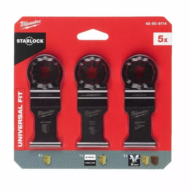 Milwaukee 35mm Wood Multi-Tool Blade Set 5 Pieces - Ref. 48906114