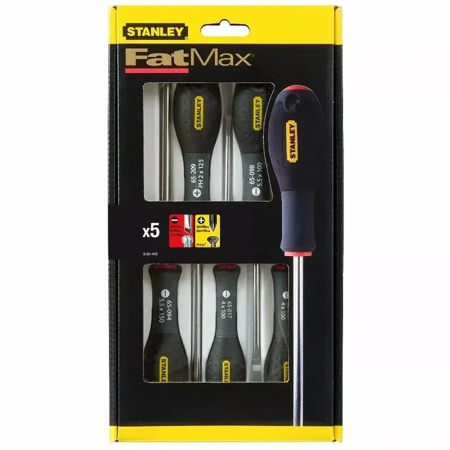 Set 5 Cacciaviti Stanley FatMax Elettricista Phillips Professionale Cromo Vanadio