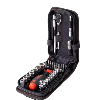Set di chiavi a bussola e inserti WIHA 1/4" 41 pezzi con cricchetto e cacciavite SoftFinish