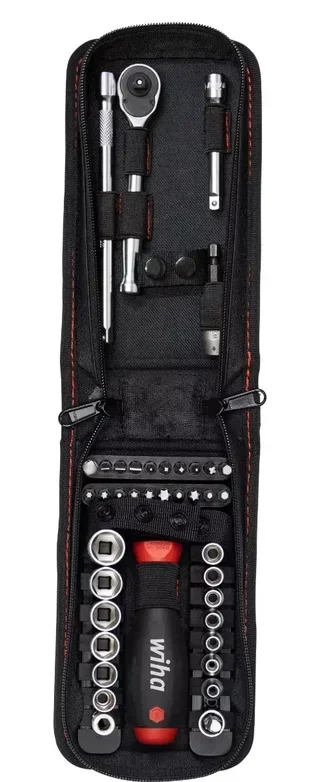 Set di chiavi a bussola e inserti WIHA 1/4" 41 pezzi con cricchetto e cacciavite SoftFinish