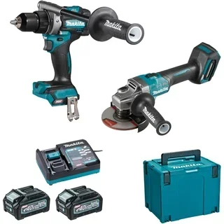 Kit MAKITA 40V XGT - Trapano Avvitatore e Smerigliatrice Angolare con 2 Batterie 4Ah DK0124G201