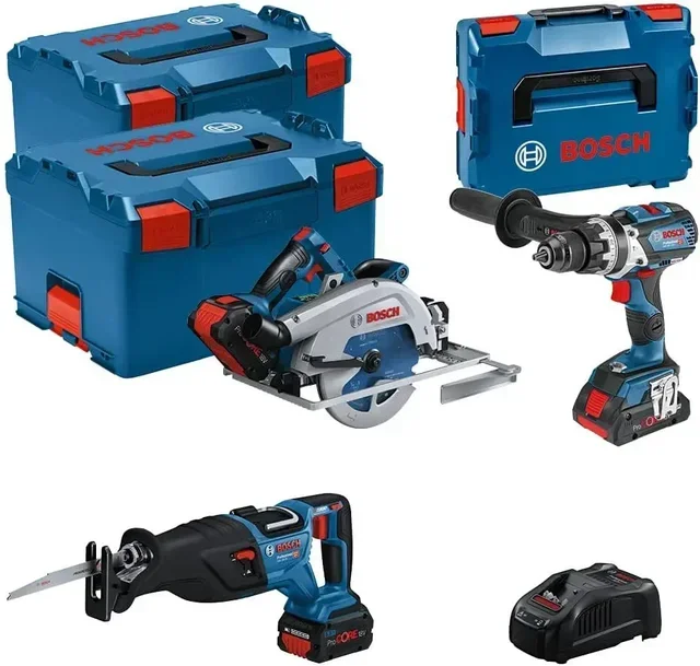 Bosch 18V 3-Tool Combo Kit GSB+GKS+GSA with Procore Batteries Charger in L-Boxx