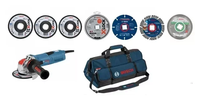 Kit Smerigliatrice Angolare BOSCH GWX 10-125 + 7 Dischi X-LOCK 125mm
