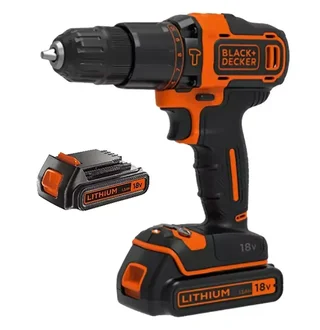 BLACK+DECKER 18V Akku-Bohrschrauber Set 2 Akkus 6 Werkzeuge 60 Zubehörteile Koffer BCKSB04-QW