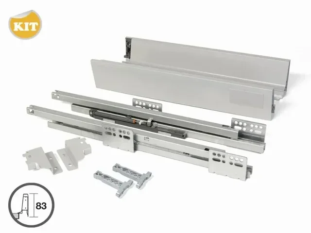 Kit coulisses tiroir EMUCA 450mm synchro amorti 40kg