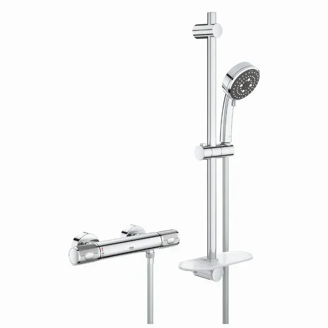 Ensemble douche thermostatique Grohe Precision Feel avec barre 60cm et 3 jets