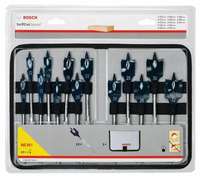 Coffret 13 mèches plates BOSCH Self Cut Speed Ø10-32 mm