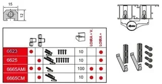 Kit fixation paumelles FAPIM 6623V LOIRA+ 7010l aluminium inox