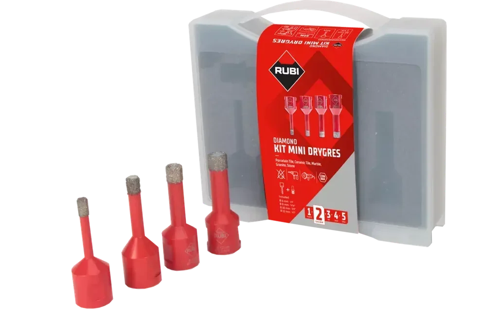 Kit Seghe a Tazza Diamantate Rubi Mini Drygres 6-12mm Ceramica Gres Porcellanato