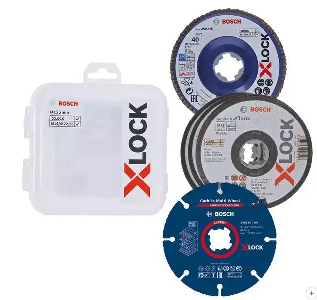 Kit Dischi Abrasivi Bosch X-Lock 125mm Acciaio Inox Metallo Legno 5 Pezzi
