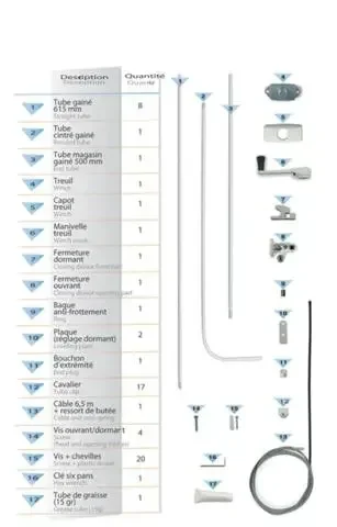 Kit manivelle Windy 305 noir Souchier châssis abattant 3,05 m