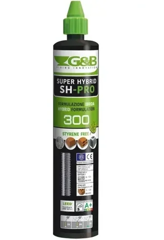 Kit cheville chimique hybride sans styrène SH-PRO 300 pour fixation portes fenêtres béton maçonnerie