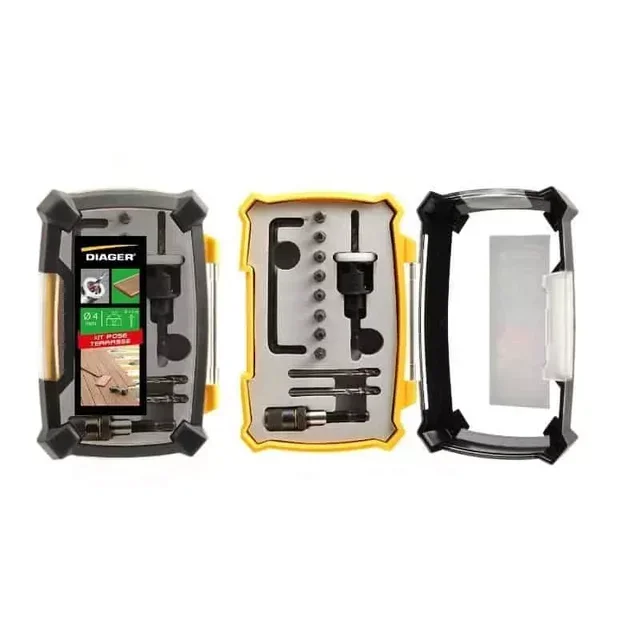 Diager Wood Decking Kit 15 Pieces - 4mm Drill Bits, 45° Countersink, Professional Screwdriver Bits Set