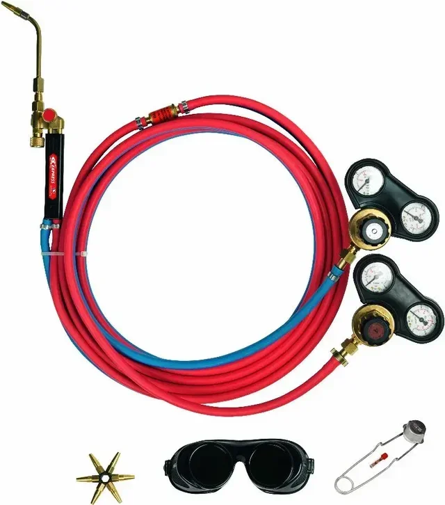 KitKoro GUILBERT EXPRESS Poste à Souder Oxyacétylène - Tuyau 5m + Détendeur + Lunettes + Étoile 6 Becs - 3100°C