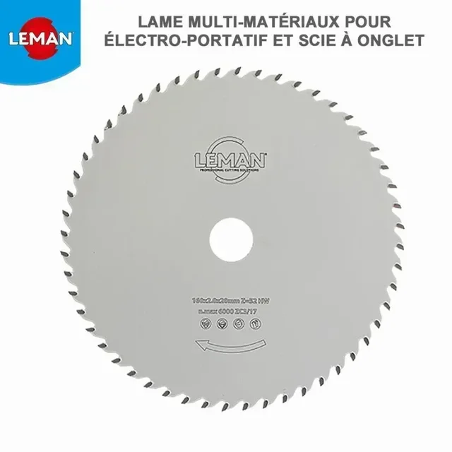 Lame carbure multi-matériaux Leman 190x30 mm 55 dents - coupe bois, métal, PVC