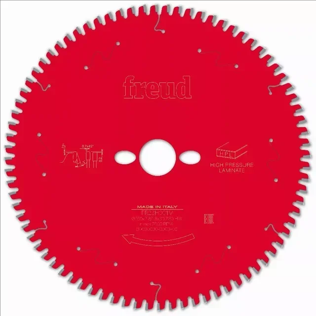 Lame scie circulaire FREUD panneaux mélaminés HPL coupe onglet F03FS